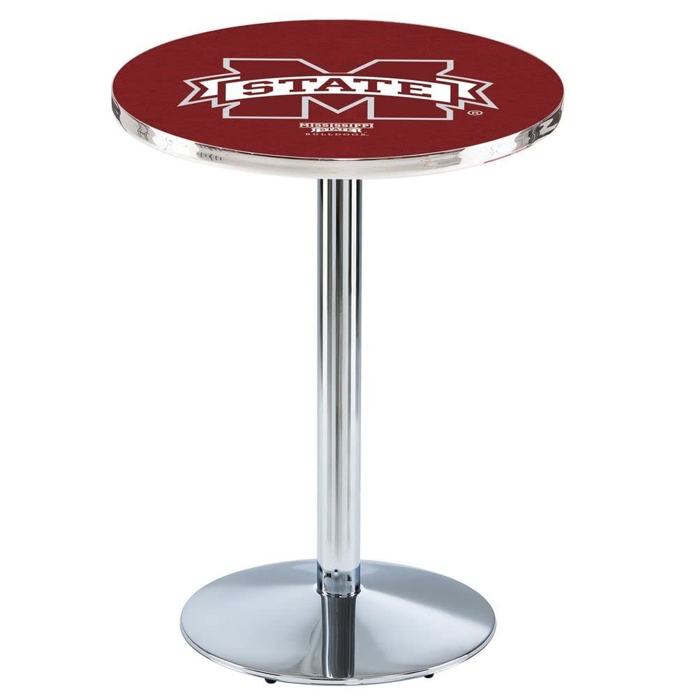Holland Bar Stool Co. L214-42" Chrome Mississippi State Pub Table with 36" Dia. top