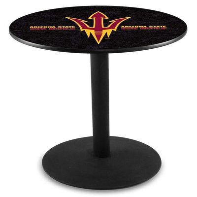 Holland Bar Stool Co. L214-36" Black Wrinkle Arizona State Pub Table with Pitchfork Logo with 36" Dia. top