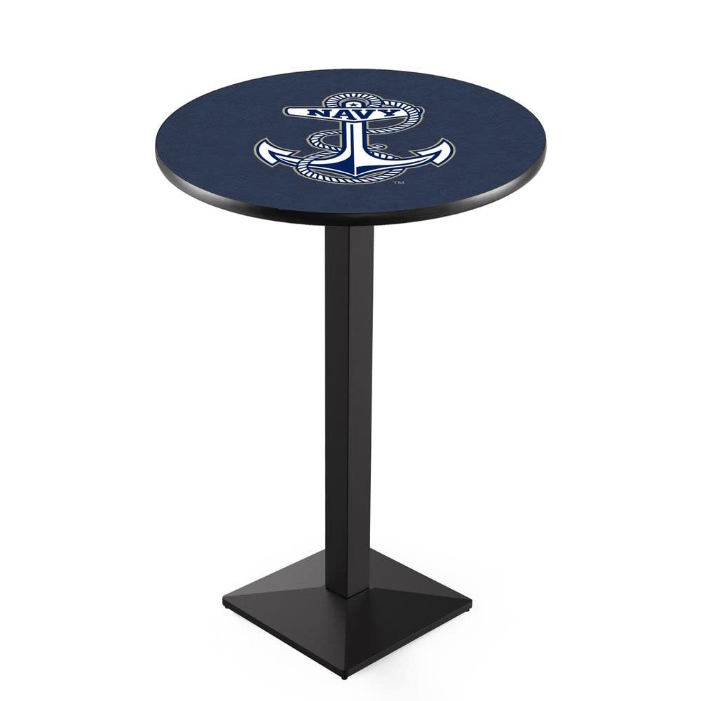 Holland Bar Stool Co. L217-42" Black Wrinkle US Naval Academy (Navy) Pub Table with 36" Dia. top