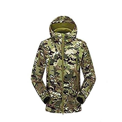DLP Tactical Stalker Soft Shell Waterproof & Windproof Fleece Hooded Jacket (XL, CP)