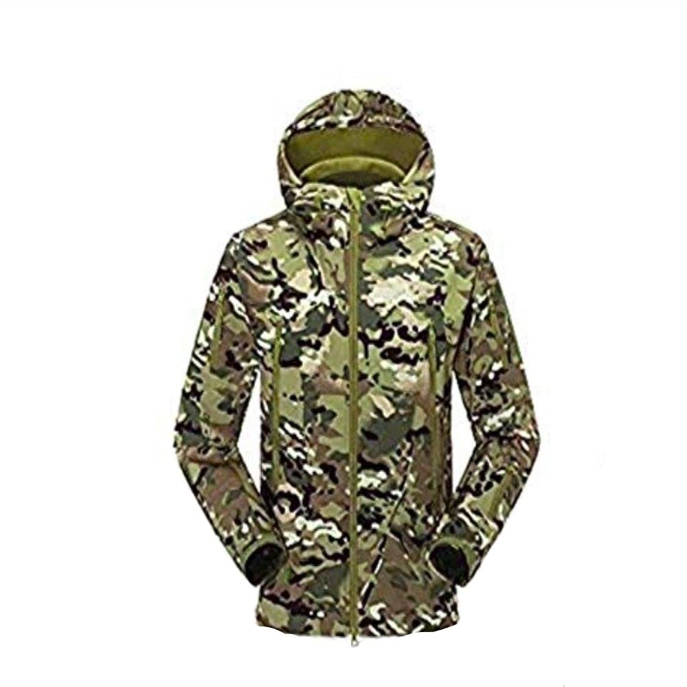 DLP Tactical Stalker Soft Shell Waterproof & Windproof Fleece Hooded Jacket (XL, CP)