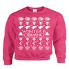 ALLNTRENDS Adult Crewneck Winter is Coming Ugly Christmas Sweater Holiday (M, Heliconia Pink) view 1