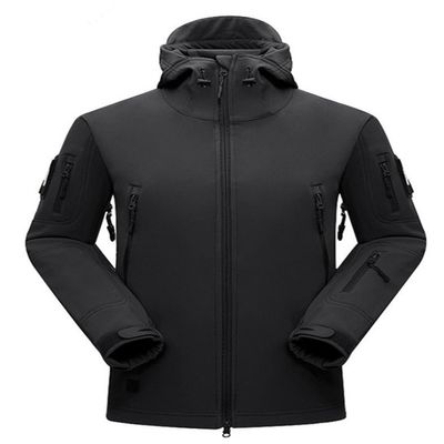 DLP Tactical Stalker Soft Shell Waterproof & Windproof Fleece Hooded Jacket (Large, Black)