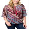 Belle Donne Big Women Tops Blouse Full or 3/4 Sleeve Casual Tunic Plus Size - Blue/2X-Large view 1