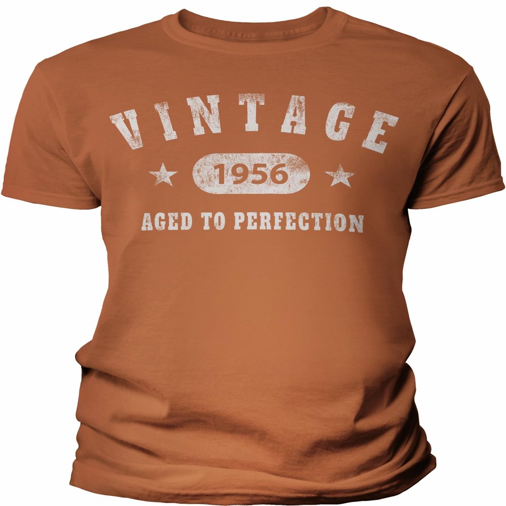 1956 Birthday Shirt for Men - Vintage Stars 1956 Aged to Perfection - 70th Birthday Gift - F/TX Orange-4X