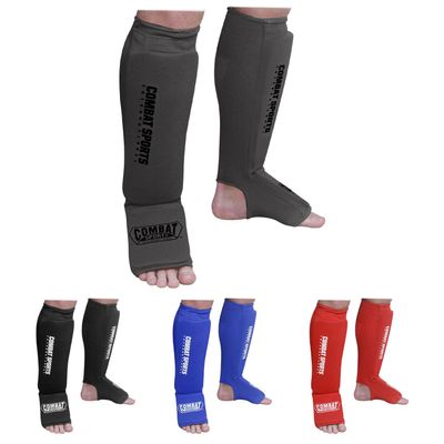 Combat Sports Shin & Instep Padded Guards, Elastic, Impact-Absorbing Shin Guards with Snug Support, Ideal for MMA, Muay Thai, and Martial Arts, Washable MMA Gear for Men and Women, Gray, Small