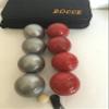 BuyBocceBalls Listing - 73mm Metal Bocce/Petanque 8 Ball Set with 4 Plain Grind Sand and 4 red Balls and Black Bag view 2