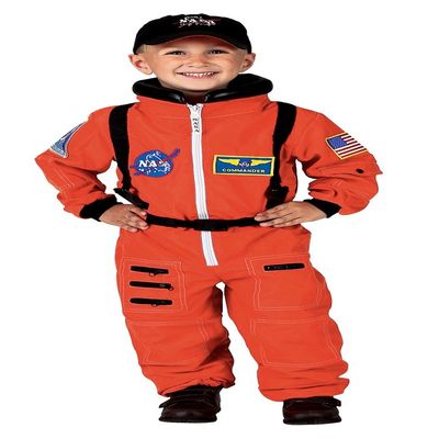 Aeromax PERSONALIZED Jr. Astronaut Suit with Embroidered Cap and NASA patches, ORANGE, Size 12/14