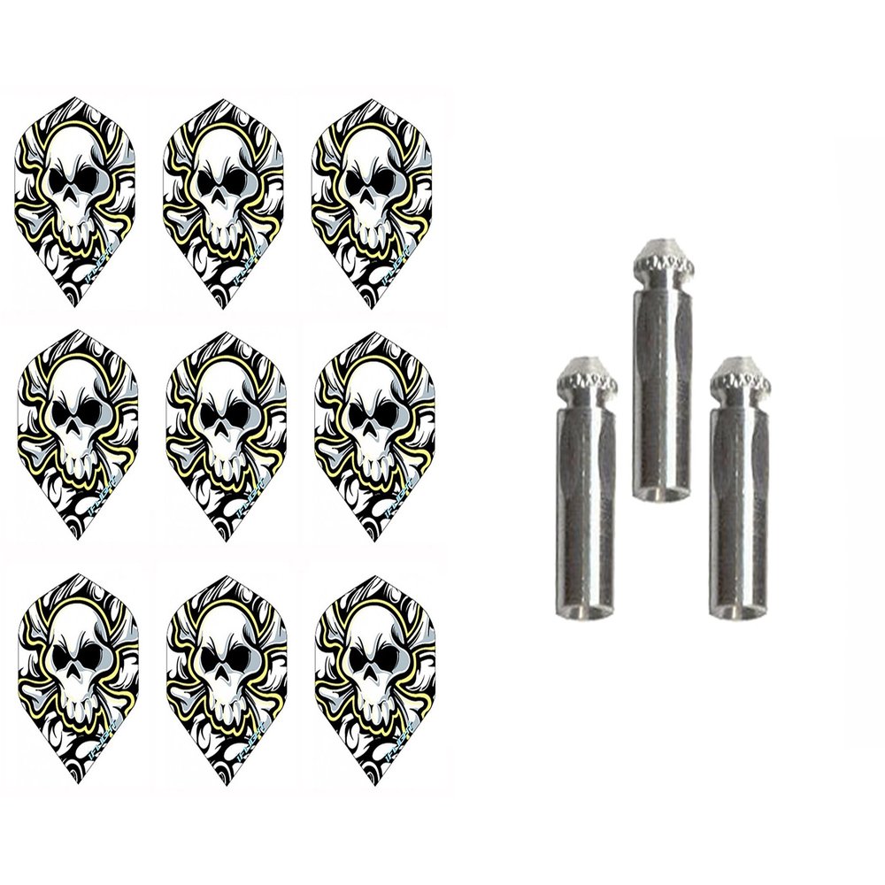 iFlight 3 Sets of Ruthless Standard Dart Flights Plus 1 Set of 3 Aluminum Dart Flight Protectors (Death Head)
