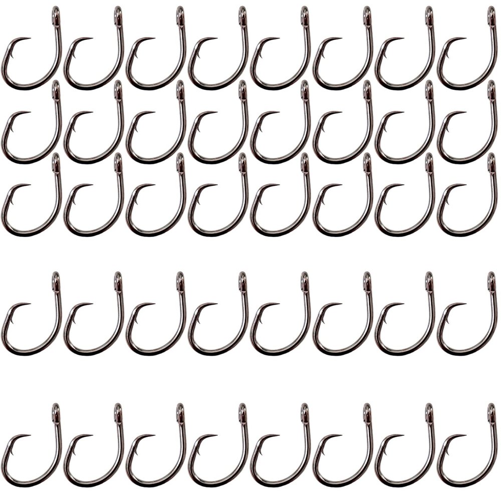 50pcs Fishing 4X Strong Offset Circle Hooks - Size 5/0