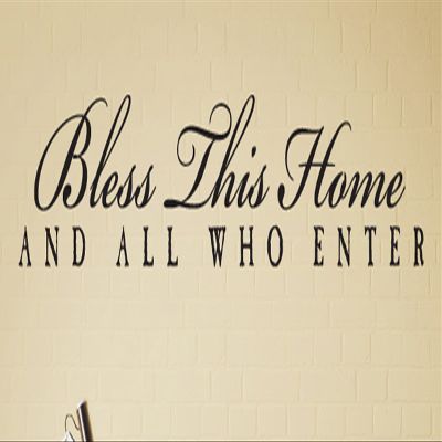 Bless This Home and All Who Enter 56 Wall Decals Stickers, Black, 24"