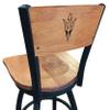 Holland Bar Stool Co. L038-36" Black Wrinkle Arizona State Swivel Bar Stool with Laser Engraved Back and Pitchfork Logo by The view 1