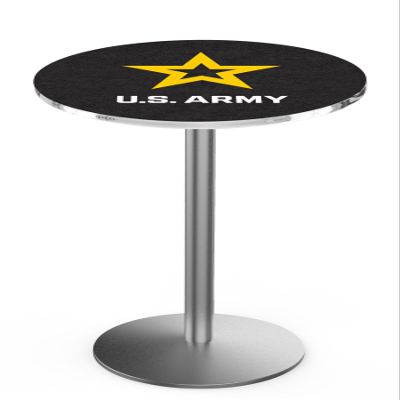 Holland Bar Stool Co. L214-42" Stainless Steel U.S. Army Pub Table with 36" Dia. top