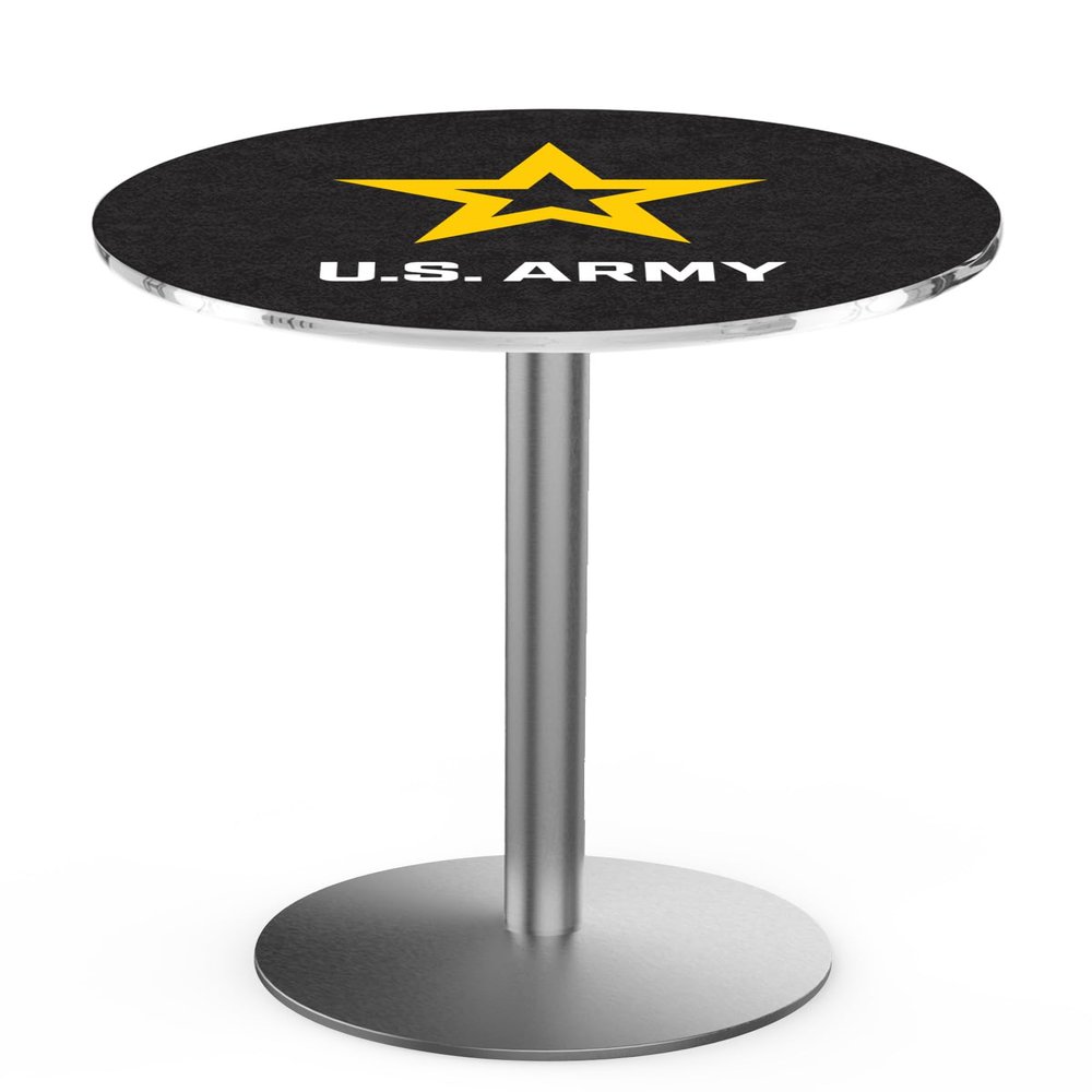 Holland Bar Stool Co. L214-42" Stainless Steel U.S. Army Pub Table with 36" Dia. top