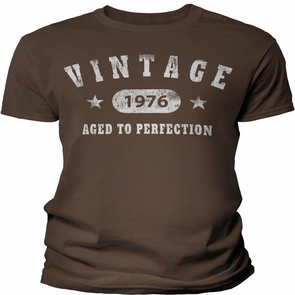 1976 Birthday Shirt for Men - Vintage Stars 1976 Aged to Perfection - 50th Birthday Gift - F/Brown-4X