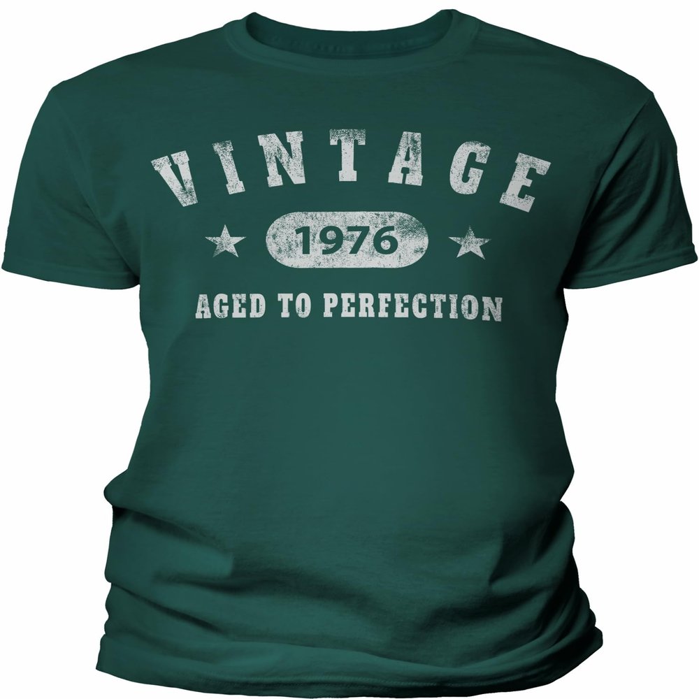 1976 Birthday Shirt for Men - Vintage Stars 1976 Aged to Perfection - 50th Birthday Gift - F/Forest-4X