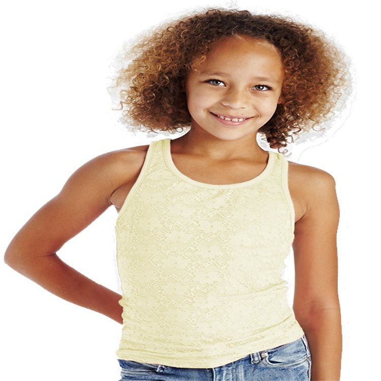 Cutie Patootie - Girls - Lace Overlay Racerback Tank - 5 - Beige
