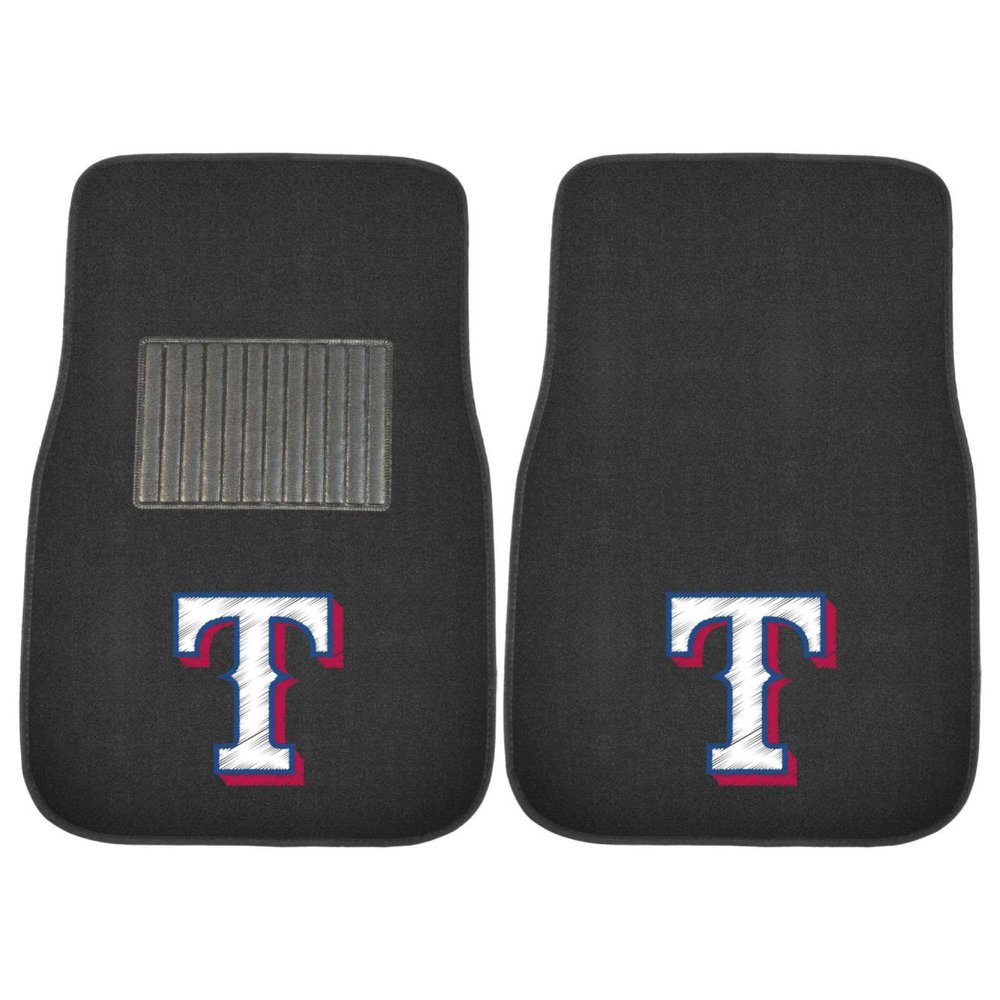 FANMATS 20577 Texas Rangers 2-Piece Embroidered Team Logo Car Mat Set, Front Row Automotive Floor Mats