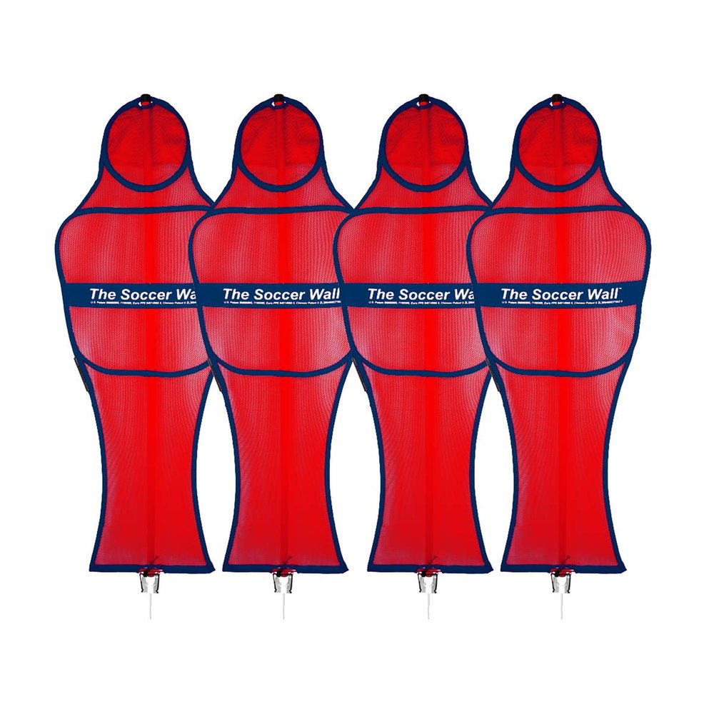 Soccer Innovations The Soccer Wall Adult Portable Training Defender with Carry Bag, Red, Set of 4