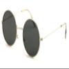 Casual Fashion Medium Round Circle Flat Lens Sunglasses Thin Frame Unisex (Silver, Black) view 1