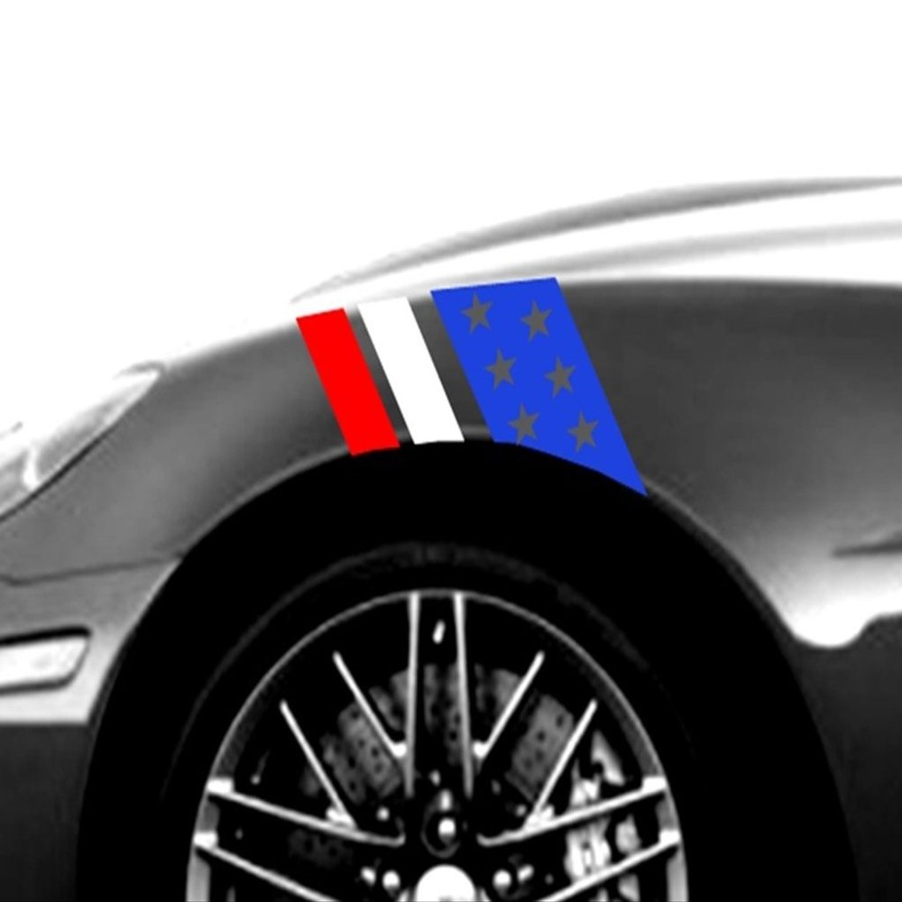 USA Flag with Stars Vinyl Graphic Decal Racing Stripes, Fits Chevy Corvette C6 Stingray, Both Sides, Red, White and Blue