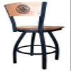 Holland Bar Stool Co. L038-36" Black Wrinkle Louisiana-Lafayette Swivel Bar Stool with Laser Engraved Back by The view 3
