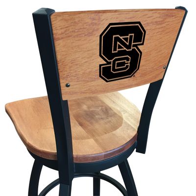 Holland Bar Stool Co. L038-36" Black Wrinkle North Carolina State Swivel Bar Stool with Laser Engraved Back by The