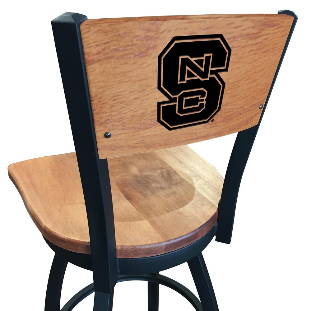 Holland Bar Stool Co. L038-36" Black Wrinkle North Carolina State Swivel Bar Stool with Laser Engraved Back by The