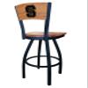Holland Bar Stool Co. L038-36" Black Wrinkle North Carolina State Swivel Bar Stool with Laser Engraved Back by The view 3