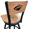 Holland Bar Stool Co. L038-36" Black Wrinkle Minnesota Wild Swivel Bar Stool with Laser Engraved Back by The view 1