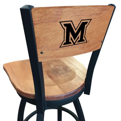 Holland Bar Stool Co. L038-36" Black Wrinkle Miami (OH) Swivel Bar Stool with Laser Engraved Back by The