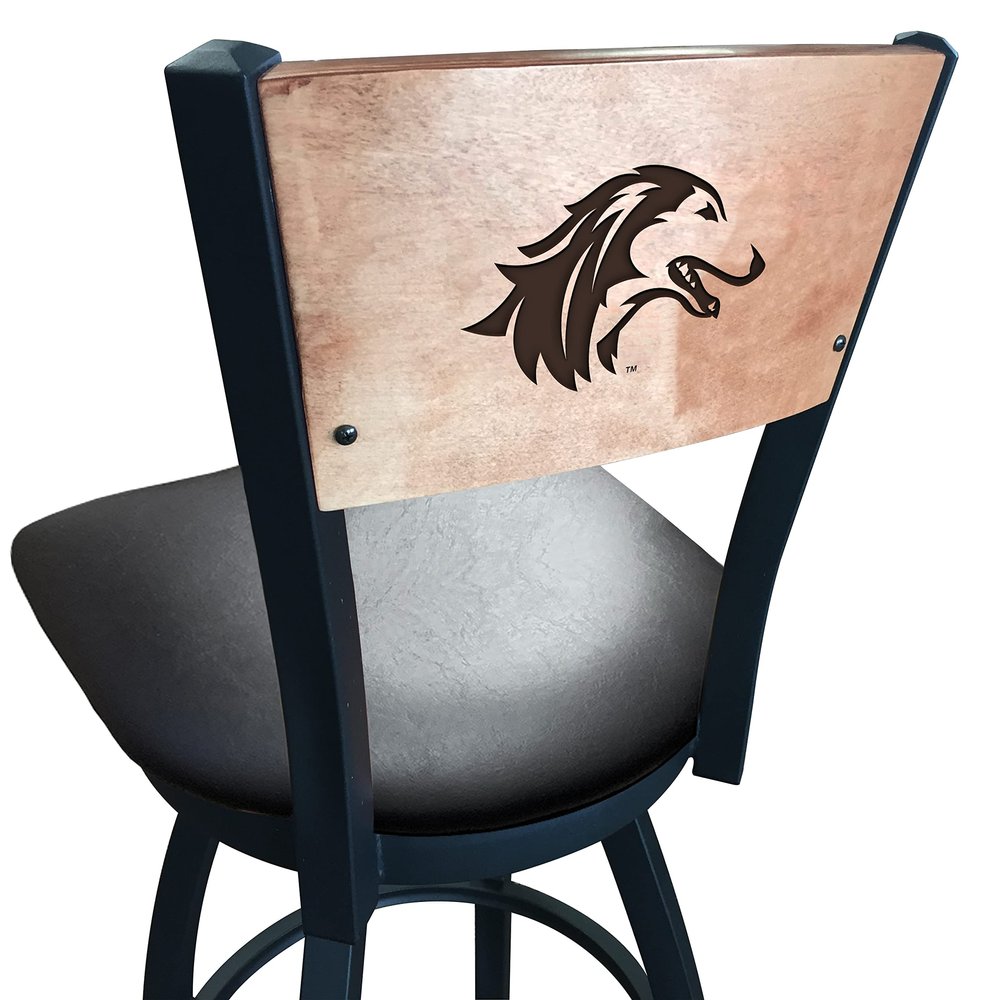 Holland Bar Stool Co. L038-36" Black Wrinkle Southern Illinois Swivel Bar Stool with Laser Engraved Back by The