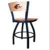 Holland Bar Stool Co. L038-36" Black Wrinkle Southern Illinois Swivel Bar Stool with Laser Engraved Back by The view 3