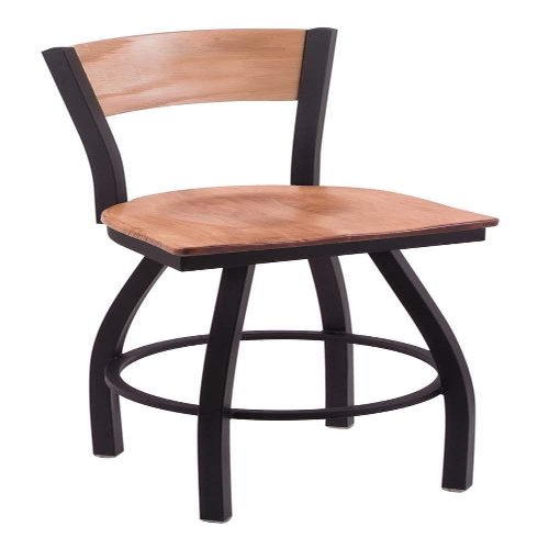 Holland Bar Stool Co. L038-36" Black Wrinkle Illinois Swivel Bar Stool with Laser Engraved Back by The