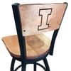 Holland Bar Stool Co. L038-36" Black Wrinkle Illinois Swivel Bar Stool with Laser Engraved Back by The view 3