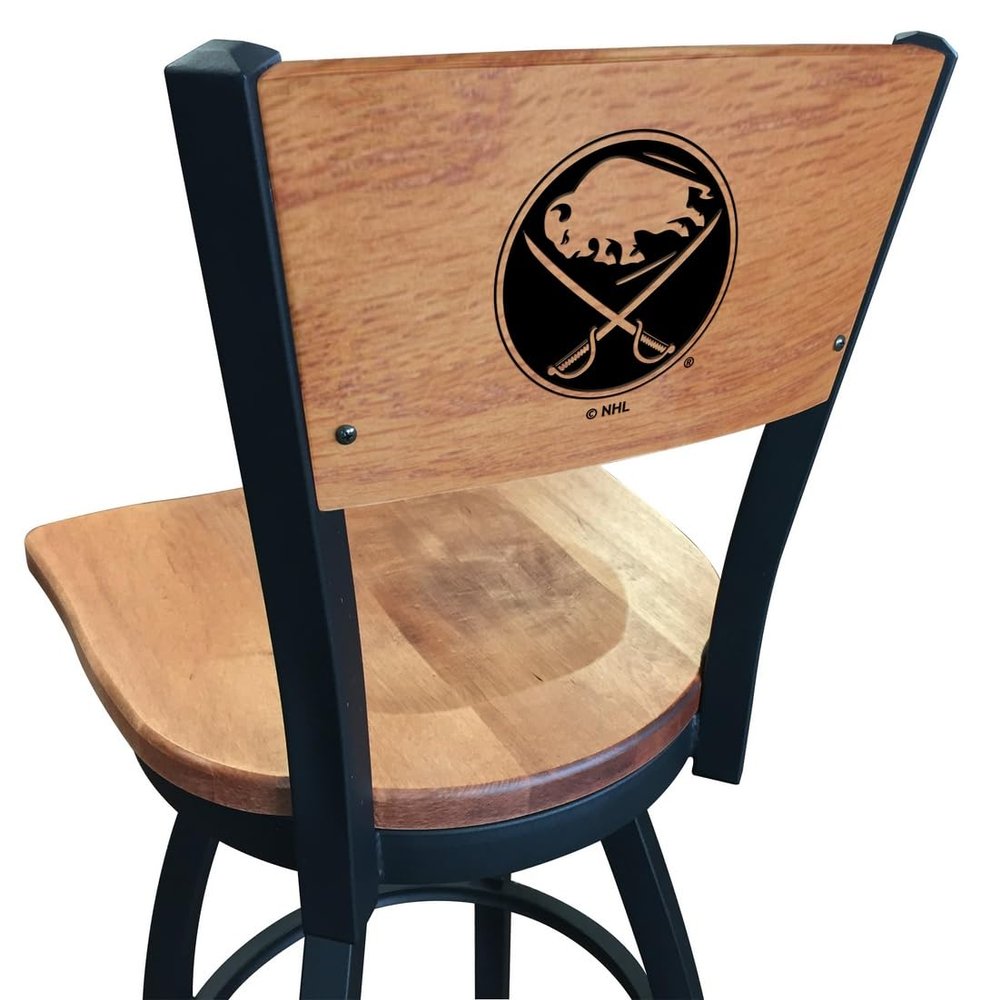 Holland Bar Stool Co. L038-36" Black Wrinkle Buffalo Sabres Swivel Bar Stool with Laser Engraved Back by The