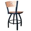 Holland Bar Stool Co. L038-36" Black Wrinkle Syracuse Swivel Bar Stool with Laser Engraved Back by The view 3