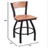 Holland Bar Stool Co. L038-36" Black Wrinkle Wisconsin Badger Swivel Bar Stool with Laser Engraved Back by The view 2