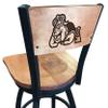 Holland Bar Stool Co. L038-36" Black Wrinkle James Madison Swivel Bar Stool with Laser Engraved Back by The