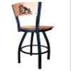 Holland Bar Stool Co. L038-36" Black Wrinkle James Madison Swivel Bar Stool with Laser Engraved Back by The view 3