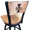 Holland Bar Stool Co. L038-36" Black Wrinkle Idaho Swivel Bar Stool with Laser Engraved Back by The view 3