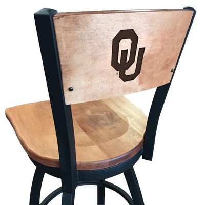Holland Bar Stool Co. L038-36" Black Wrinkle Oklahoma Swivel Bar Stool with Laser Engraved Back by The