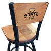 Holland Bar Stool Co. L038-36" Black Wrinkle Iowa State Swivel Bar Stool with Laser Engraved Back by The view 1
