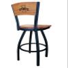 Holland Bar Stool Co. L038-36" Black Wrinkle Iowa State Swivel Bar Stool with Laser Engraved Back by The view 3