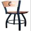 Holland Bar Stool Co. L038-36" Black Wrinkle Cincinnati Swivel Bar Stool with Laser Engraved Back by The view 3