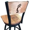 Holland Bar Stool Co. L038-36" Black Wrinkle Cincinnati Swivel Bar Stool with Laser Engraved Back by The view 4