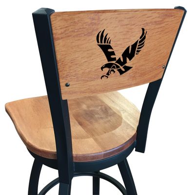 Holland Bar Stool Co. L038-36" Black Wrinkle Eastern Washington Swivel Bar Stool with Laser Engraved Back by The