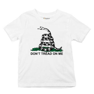 Don't Tread On Me Kid's T-Shirt Gadsden Flag American Patriot US Boys Girls Tee White Small