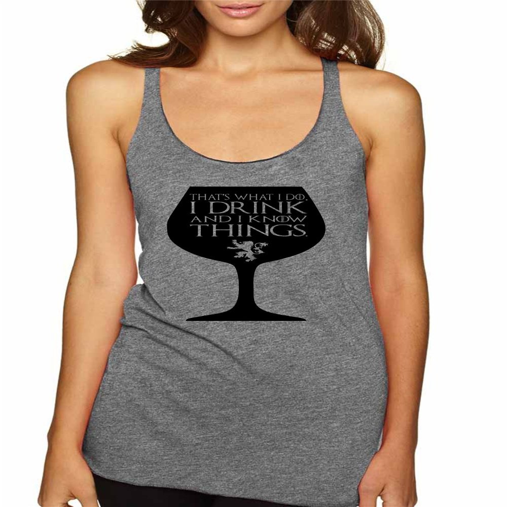 ALLNTRENDS Women's Tank That's What I Do I Drink and Know Wine Glass (XL, Premium Heather)