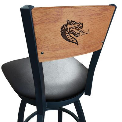 Holland Bar Stool Co. L038-36" Black Wrinkle UAB Swivel Bar Stool with Laser Engraved Back by The